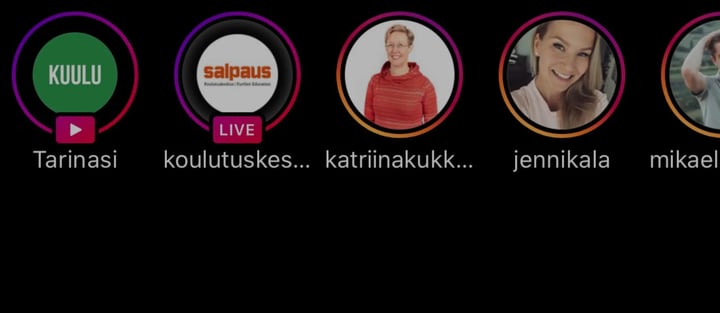 Instagram live – hyödynnä Instagramin näkyvin paikka