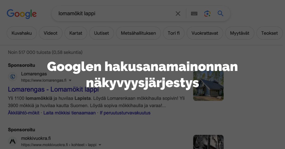 Googlen hakusanamainonnan järjestys